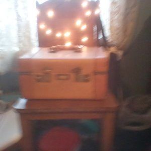 Vintage Crown Luggage Makeup Travel Case